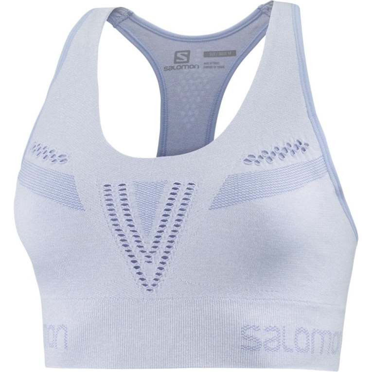 Light Blue Salomon Essential Move On Seamless Women's Run Bras | IE QL8961